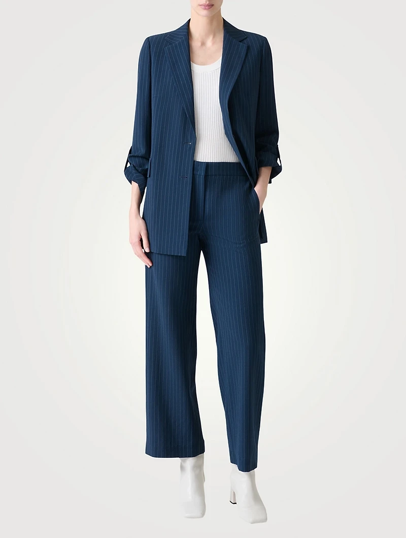 Wool Crêpe Blazer Pinstripe Print