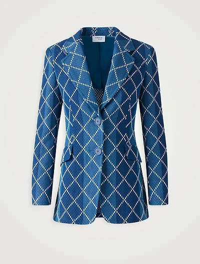 Diamond Jacquard Denim Blazer