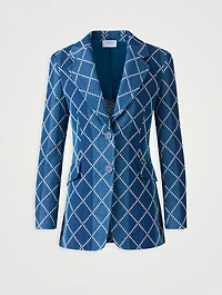Diamond Jacquard Denim Blazer