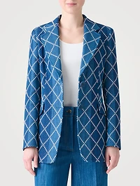 Diamond Jacquard Denim Blazer