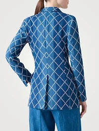 Diamond Jacquard Denim Blazer