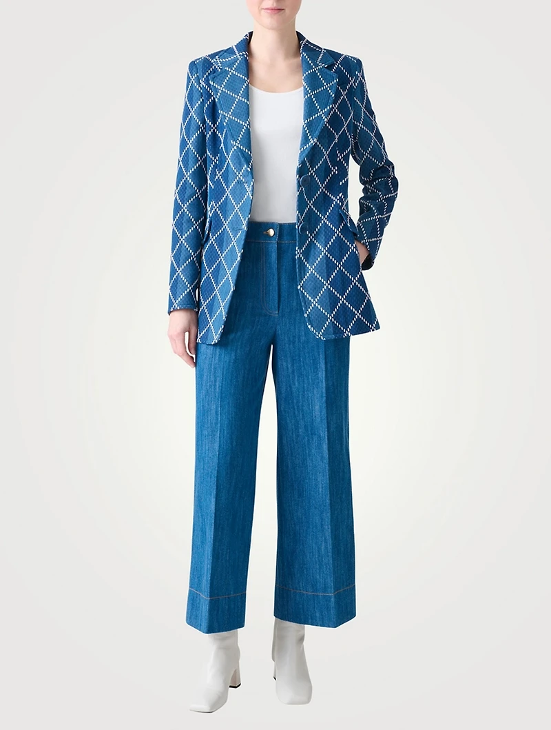 Diamond Jacquard Denim Blazer