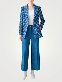 Diamond Jacquard Denim Blazer