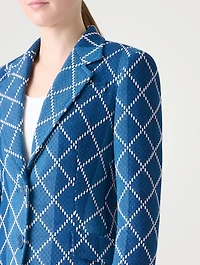 Diamond Jacquard Denim Blazer