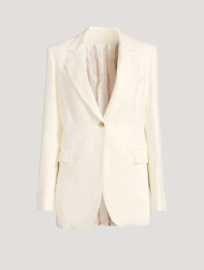 Twist-Back Paisley Jacquard Blazer