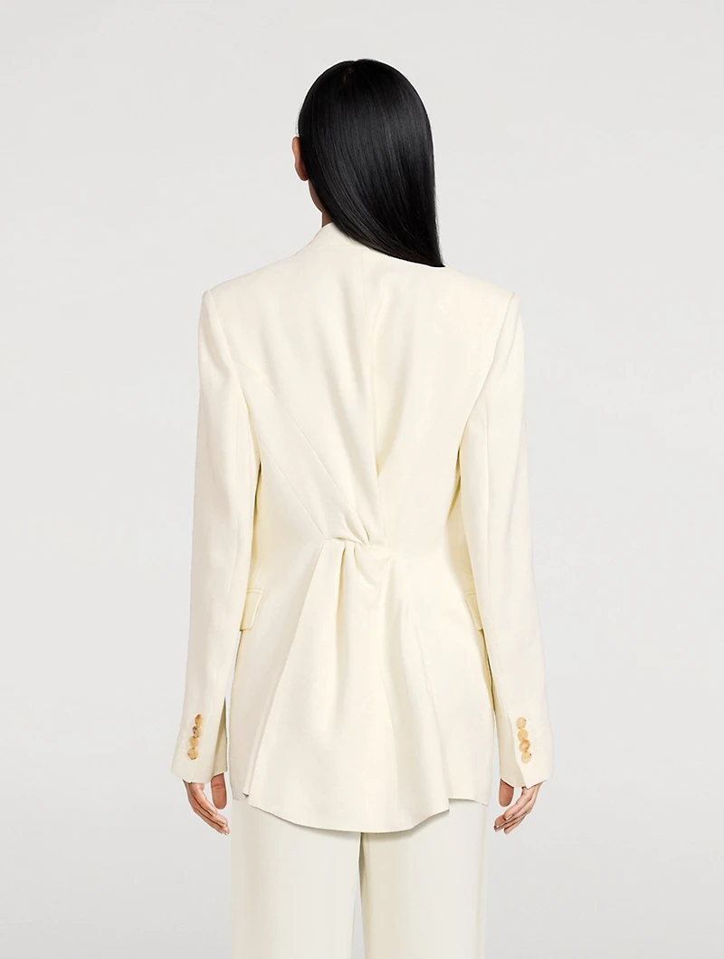 Twist-Back Paisley Jacquard Blazer