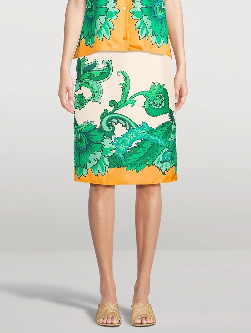 Silk Midi Skirt Paisley Print