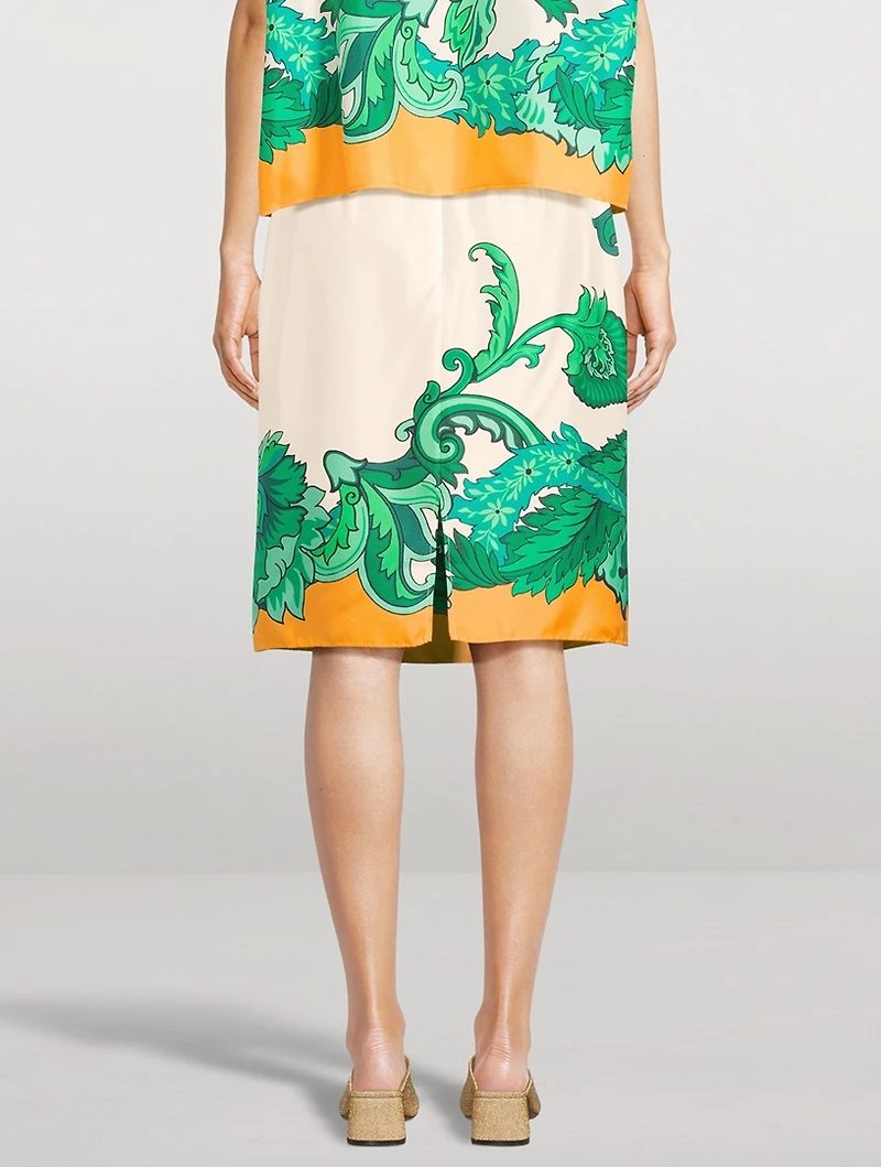 Silk Midi Skirt Paisley Print