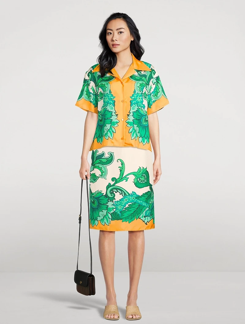 Silk Midi Skirt Paisley Print