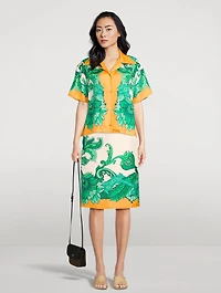 Silk Midi Skirt Paisley Print