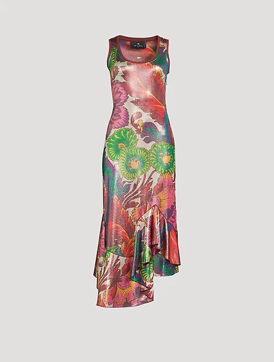 Laminated Jersey Dress Floral Print