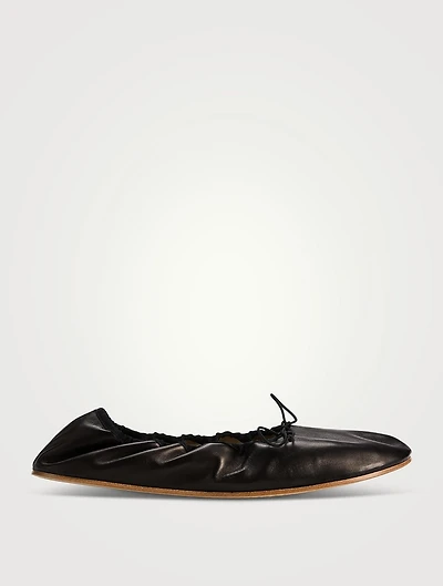 Round Leather Ballet Flats