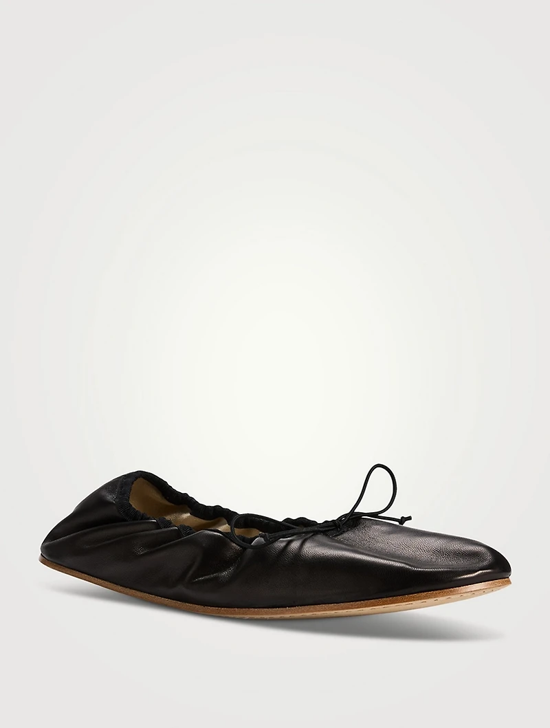 Round Leather Ballet Flats