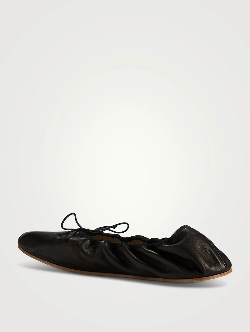Round Leather Ballet Flats