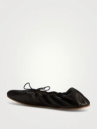 Round Leather Ballet Flats