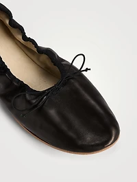 Round Leather Ballet Flats