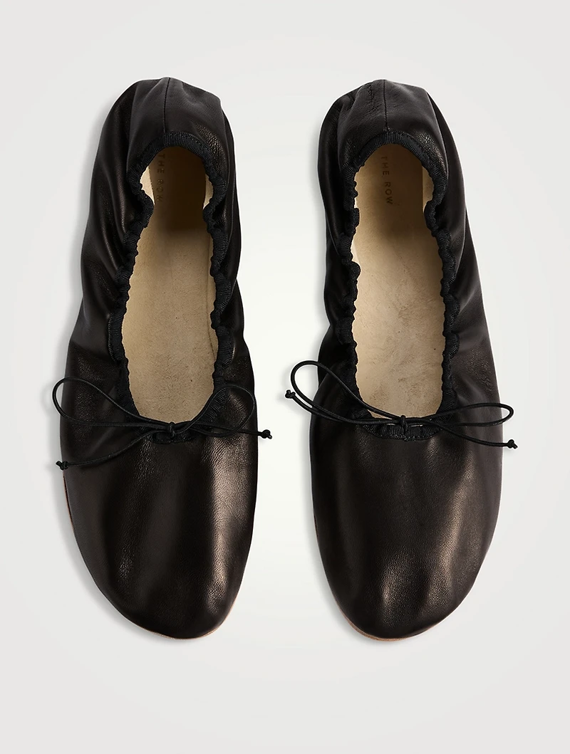 Round Leather Ballet Flats