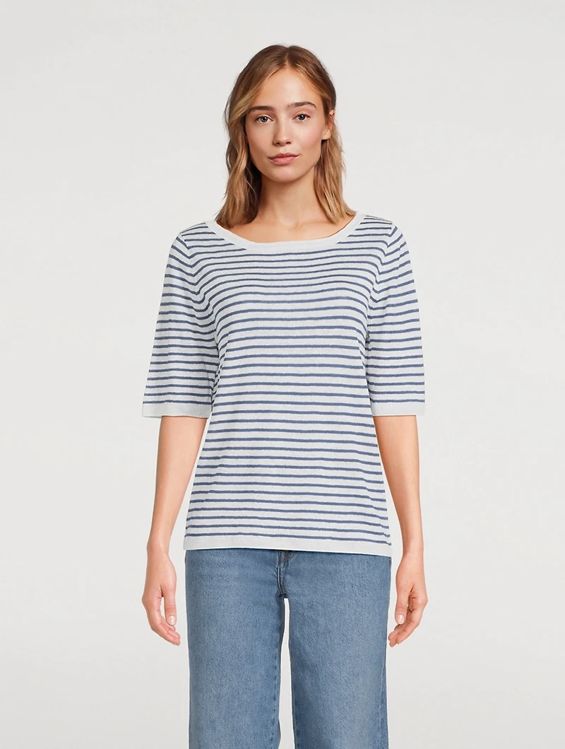 Stripe Jacquard Linen Sweater