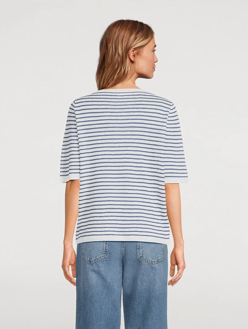 Stripe Jacquard Linen Sweater