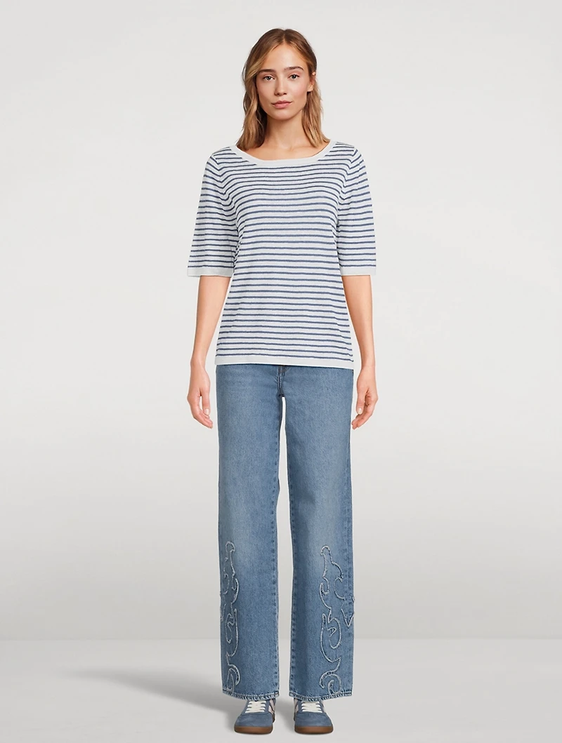 Stripe Jacquard Linen Sweater