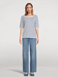 Stripe Jacquard Linen Sweater