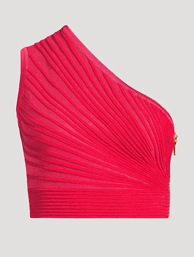 Pleated One-Shoulder Top