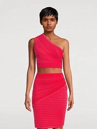 Pleated One-Shoulder Top
