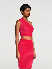 Pleated One-Shoulder Top