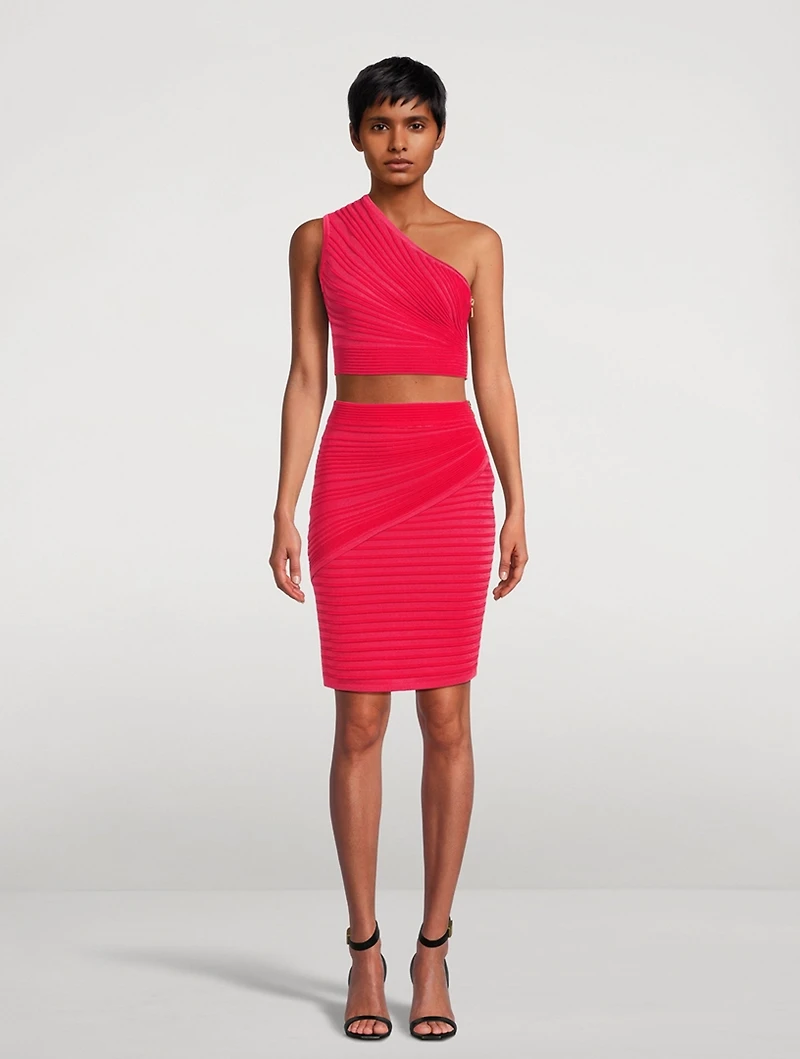 Pleated One-Shoulder Top