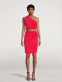 Pleated One-Shoulder Top
