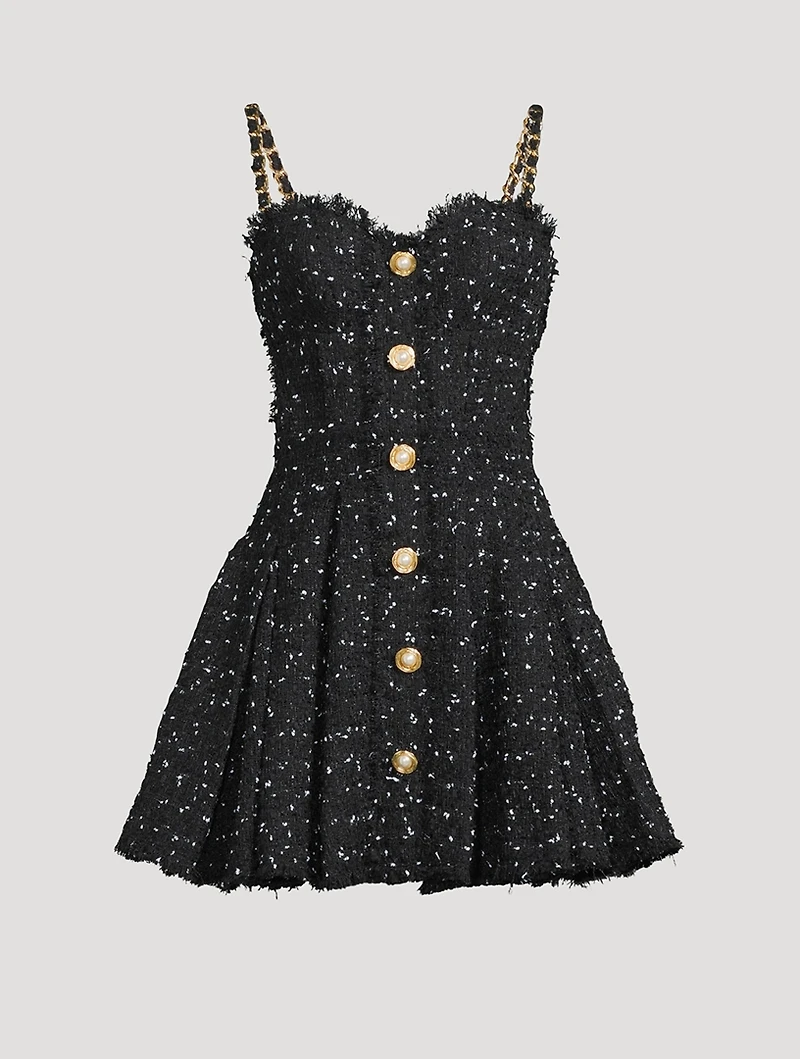 Polka Dot Tweed Mini Dress
