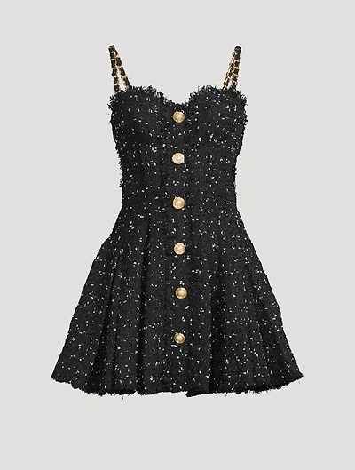 Polka Dot Tweed Mini Dress