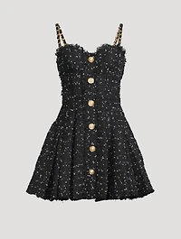 Polka Dot Tweed Mini Dress