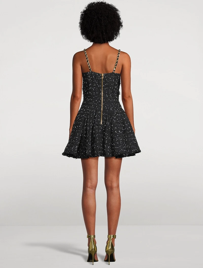 Polka Dot Tweed Mini Dress