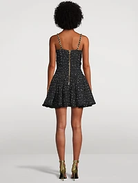 Polka Dot Tweed Mini Dress