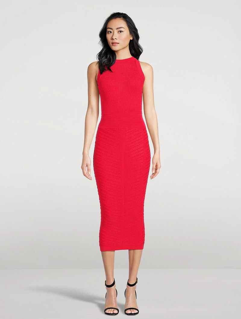 Rib-Knit Midi Dress