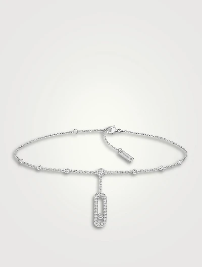 Move Uno White Gold Ankle Bracelet Bracelet With Pavé Diamonds