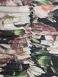 Strapless Shirred Dress Floral Print