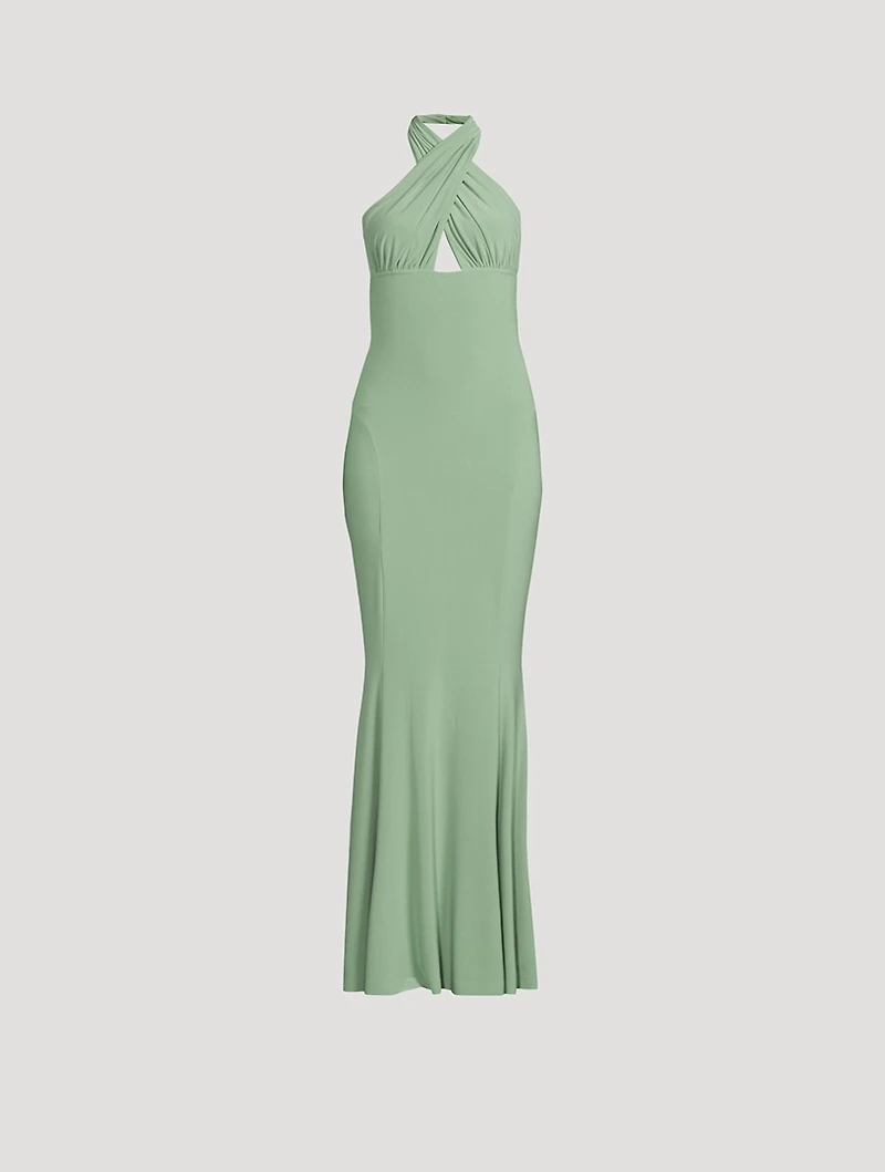 Cross Halter Fishtail Gown