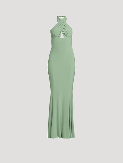 Cross Halter Fishtail Gown