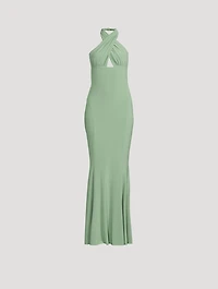 Cross Halter Fishtail Gown