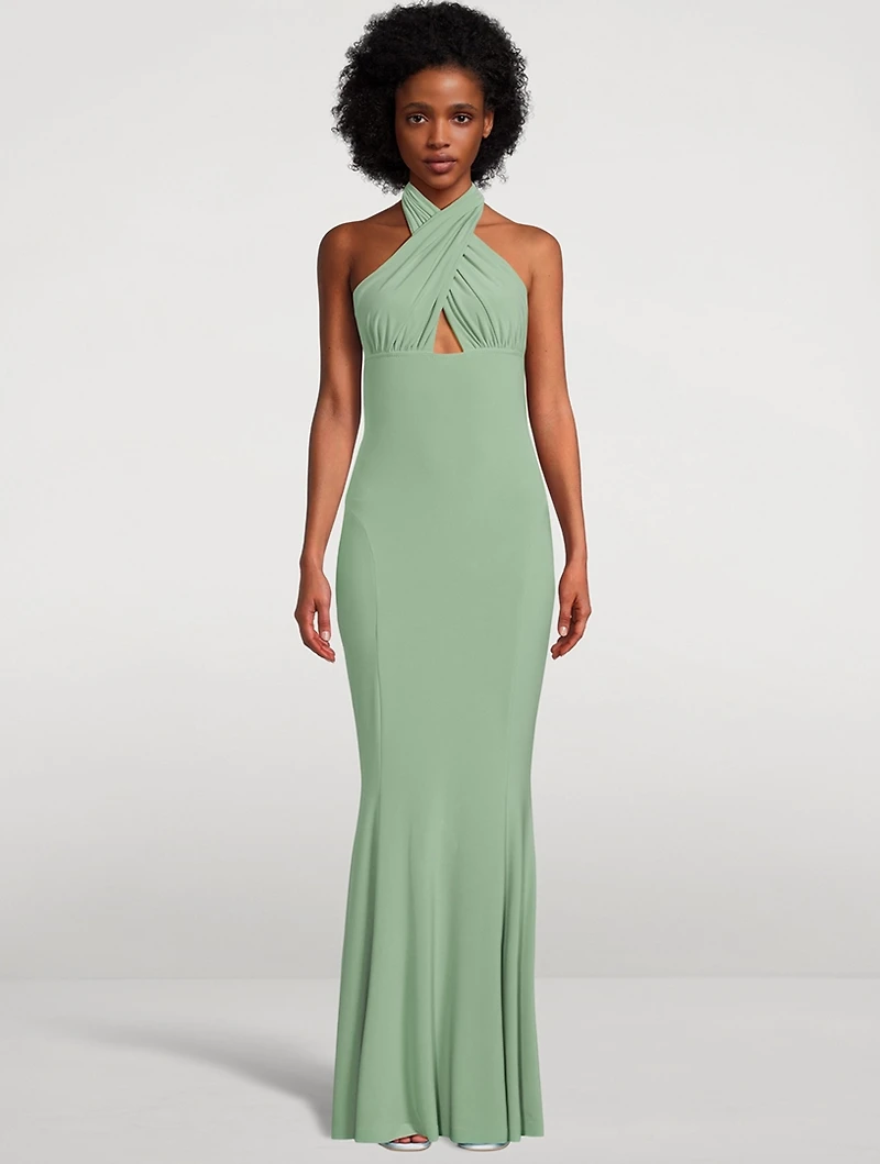 Cross Halter Fishtail Gown