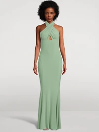 Cross Halter Fishtail Gown