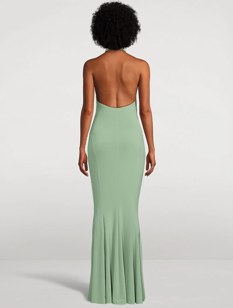 Cross Halter Fishtail Gown