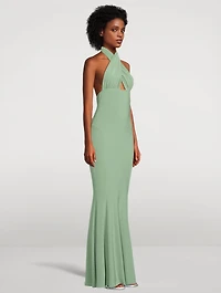 Cross Halter Fishtail Gown
