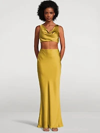 Obie Bias Satin Slip Skirt