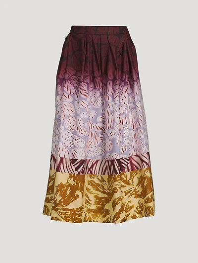 Doni Mixed-Print Midi Skirt