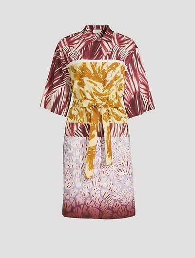 Printed Short-Sleeve Shirt Dress