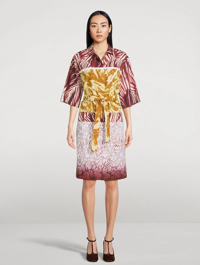 Printed Short-Sleeve Shirt Dress