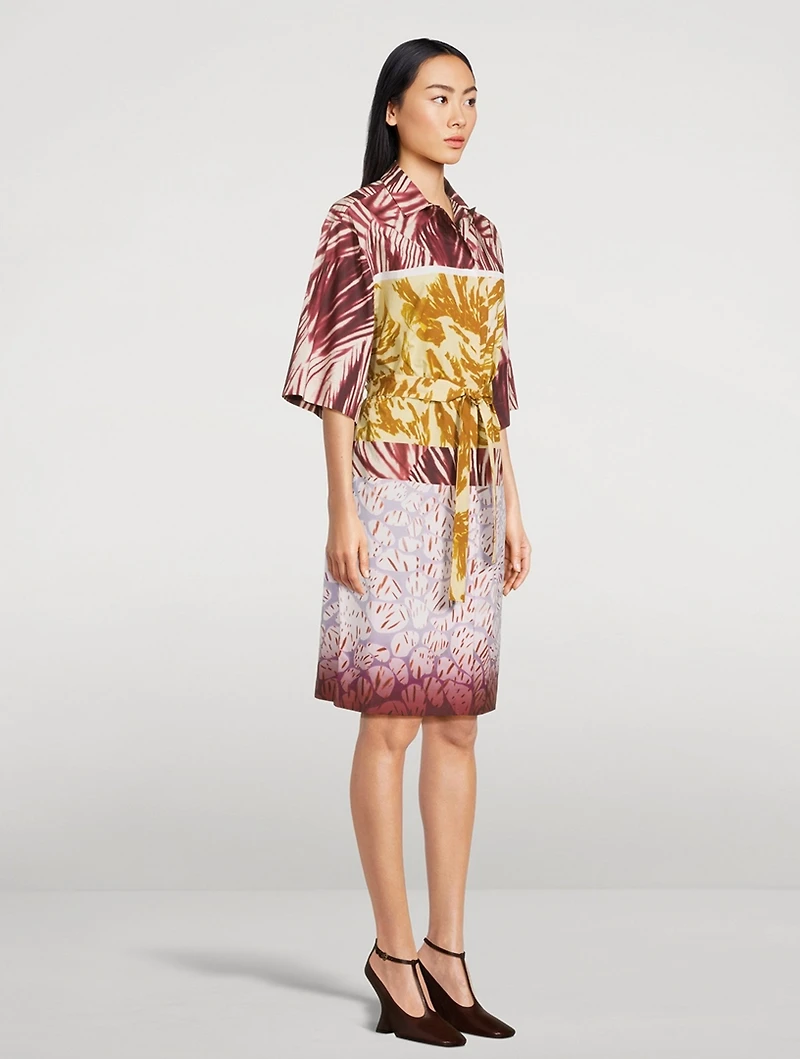 Printed Short-Sleeve Shirt Dress
